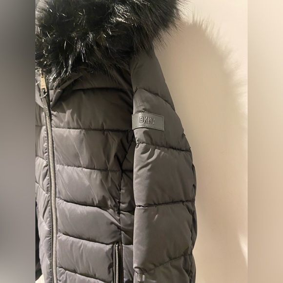 DKNY Womens Hooded Puffer Jacket Black Size Medium - Picture 4 of 11